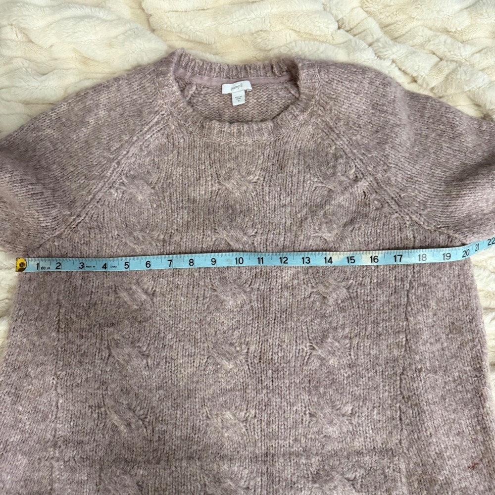 Pure Jill Womens Mauve Speckled Knit Raglan Sweater Textured Detail Size Medium - Picture 10 of 11